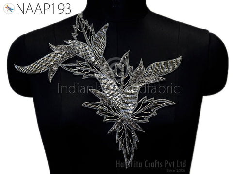 1 Piece Beaded Applique Patches Handmade Embroidered Floral Applique Indian Wedding Women Dress Sewing DIY Crafting Supply Home Wall Decor