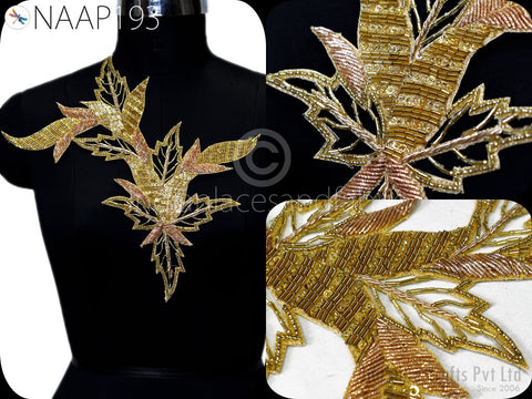 1 Piece Beaded Applique Patches Handmade Embroidered Floral Applique Indian Wedding Women Dress Sewing DIY Crafting Supply Home Wall Decor