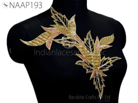 1 Piece Beaded Applique Patches Handmade Embroidered Floral Applique Indian Wedding Women Dress Sewing DIY Crafting Supply Home Wall Decor