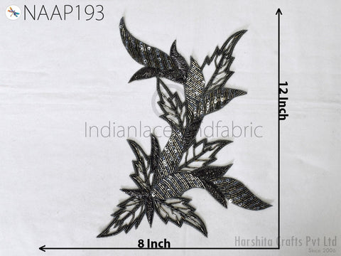 1 Piece Beaded Applique Patches Handmade Embroidered Floral Applique Indian Wedding Women Dress Sewing DIY Crafting Supply Home Wall Decor