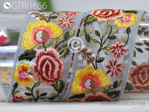 9 Yard Indian Embroidered Sari Embellishments Embroidery Trim Saree Ribbon Cushions Home Décor Sewing Crafting Trimmings Curtain Border