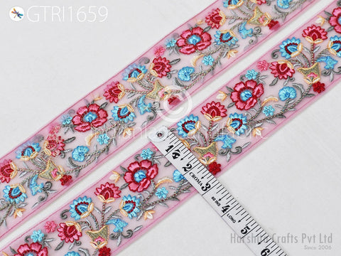 9 Yard Indian 75mm Embroidered Ribbon Trim Embroidery Embellishment Sari Border Cushions DIY Craft Sewing Wedding Saree Fabric Tape Dress