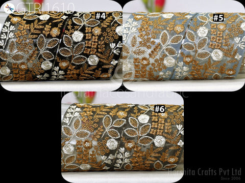 9 Yard Embroidered 85mm Ribbon Trim Sewing Indian Sari Border DIY Crafting Fabric Saree Sewing Decorative Beach Tote Bag Trimming Home Decor