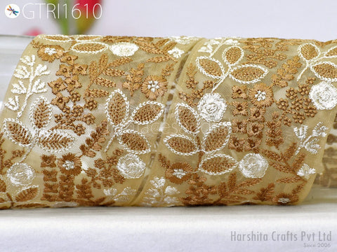 9 Yard Embroidered 85mm Ribbon Trim Sewing Indian Sari Border DIY Crafting Fabric Saree Sewing Decorative Beach Tote Bag Trimming Home Decor