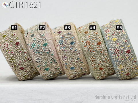 9 Yard Indian Ribbon 55mm Trim Sari Border DIY Craft Sewing Dresses Wear Embroidered Decorative Costumes Cushion Curtain Home Decor Trimming