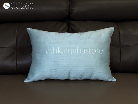 Pure Silk Cushion Cover | Powder Blue Dupioni Throw Pillow | Handmade Home Decor | Decorative Silk Pillowcase | House Warming Bridal Wedding Gift