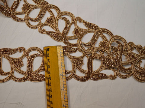 Exclusive Cutwork Trim By Yard, Zardozi Handmade Antique Gold Indian Sari Border, Wedding Bride Belt Saree Embroidered Zari Decorative Trim