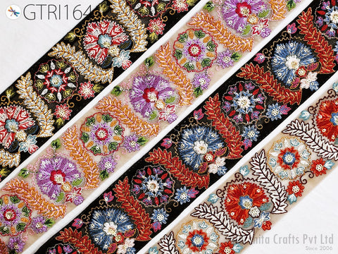 9 Yard Indian 7cm Ribbon Embroidered Fabric Trim Embellishment Cushion DIY Crafting Sewing Sari Border Wedding Saree Tape Embroidery Dresses