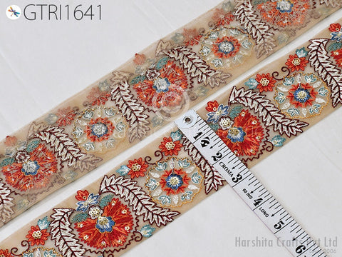 9 Yard Indian 7cm Ribbon Embroidered Fabric Trim Embellishment Cushion DIY Crafting Sewing Sari Border Wedding Saree Tape Embroidery Dresses