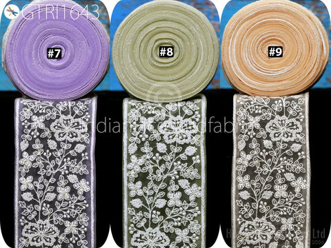3 Yard Embroidered Fabric 9 CM Trim Indian Sari Cushions DIY Crafting Wedding Saree Sewing Embroidery Dress Embellishment Costume Ribbon