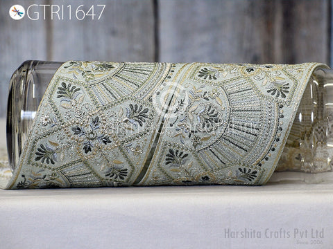 9 Yard Embroidered 9cm Fabric Trim Indian Embroidery Sari Border Crafting Saree Sewing Decorative Beach Bag Cushions Trimmings Ribbons Tape