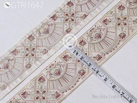 9 Yard Embroidered 9cm Fabric Trim Indian Embroidery Sari Border Crafting Saree Sewing Decorative Beach Bag Cushions Trimmings Ribbons Tape