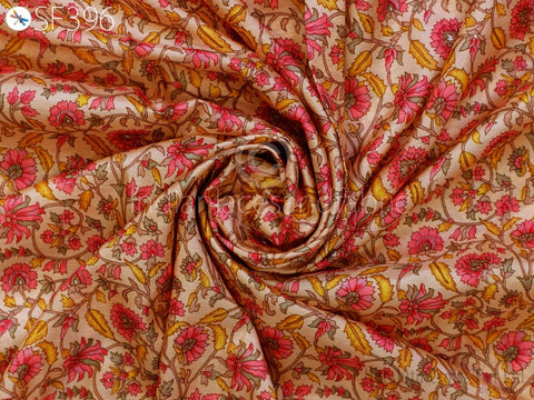 Pure Silk For Wall Décor, Unstitched Printed Silk Curtains Fabric, Skirts Making Printed Silk