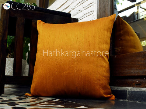 Marigold Yellow Dupioni Silk Pillowcase Cushion Cover Handmade Pure Silk Throw Pillow Decorative Home Decor House Warming Bridal Shower Gift