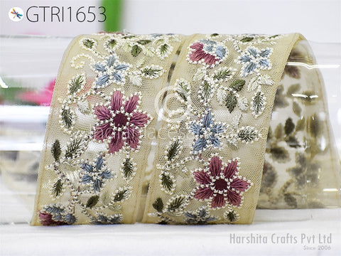 9 Yard Indian 6CM Embroidered Sari Embellishments Embroidery Trim Saree Ribbon Cushions Home Décor Sewing Crafting Trimmings Curtain Border