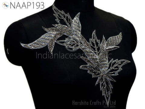 1 Piece Beaded Applique Patches Handmade Embroidered Floral Applique Indian Wedding Women Dress Sewing DIY Crafting Supply Home Wall Decor