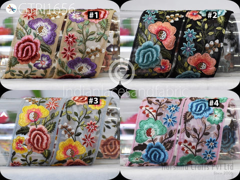 9 Yard Indian Embroidered Sari Embellishments Embroidery Trim Saree Ribbon Cushions Home Décor Sewing Crafting Trimmings Curtain Border