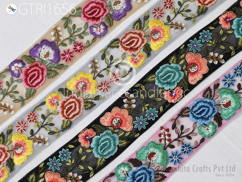 9 Yard Indian Embroidered Sari Embellishments Embroidery Trim Saree Ribbon Cushions Home Décor Sewing Crafting Trimmings Curtain Border