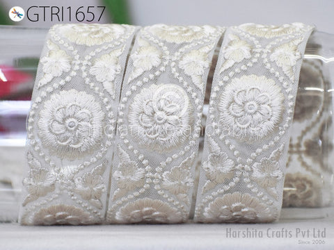 9 Yard Indian Embroidered 4cm Trim Embroidery Dress Embellishment Fabric Ribbon Trimming Cushions DIY Crafting Sari Border Saree Sewing
