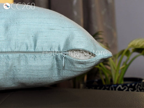 Powder Blue Dupioni Pure Silk Cushion Cover Handmade Throw Pillow Decorative Home Decor Silk Pillowcase House Warming Bridal Wedding Gift