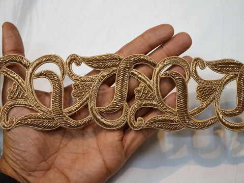 Exclusive Cutwork Trim By Yard, Zardozi Handmade Antique Gold Indian Sari Border, Wedding Bride Belt Saree Embroidered Zari Decorative Trim