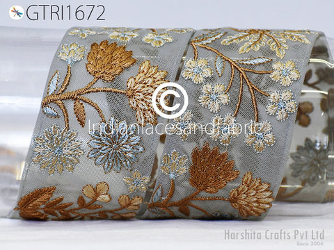 9 Yard Indian Embroidered 7CM Trim Embellishment Sari Border Embroidery Saree Ribbon Cushions Home Décor Sewing Clothing Costumes Trimmings