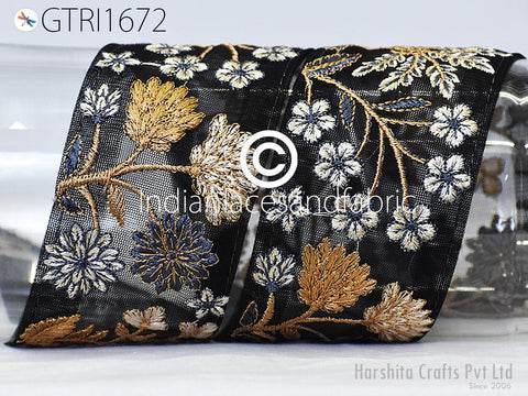 9 Yard Indian Embroidered 7CM Trim Embellishment Sari Border Embroidery Saree Ribbon Cushions Home Décor Sewing Clothing Costumes Trimmings