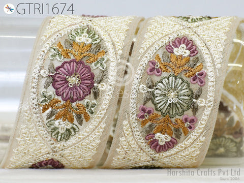 9 Yard Indian Sari Border 5cm Embellishments Embroidery Trim Embroidered Saree Ribbon Cushions Sewing Crafting Trimmings Curtains Headbands