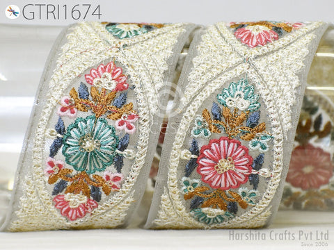 9 Yard Indian Sari Border 5cm Embellishments Embroidery Trim Embroidered Saree Ribbon Cushions Sewing Crafting Trimmings Curtains Headbands