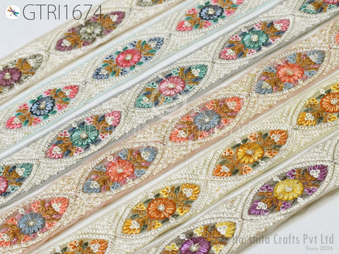 9 Yard Indian Sari Border 5cm Embellishments Embroidery Trim Embroidered Saree Ribbon Cushions Sewing Crafting Trimmings Curtains Headbands