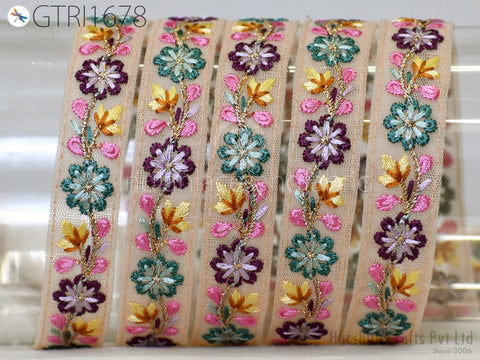 9 Yard Indian 20 mm Embroidered Trim Sari Gift Wrapping Ribbon Embellishment Sewing DIY Crafting Border Embroidery Cushions Lace Home Decor