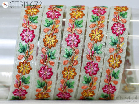9 Yard Indian 20 mm Embroidered Trim Sari Gift Wrapping Ribbon Embellishment Sewing DIY Crafting Border Embroidery Cushions Lace Home Decor
