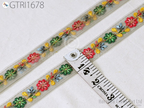 9 Yard Indian 20 mm Embroidered Trim Sari Gift Wrapping Ribbon Embellishment Sewing DIY Crafting Border Embroidery Cushions Lace Home Decor
