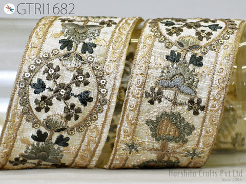 9 Yard Indian 6cm Embroidered Trim Embellishment Sari Border Embroidery Saree Ribbon Cushions Home Décor Sewing Clothing Costumes Trimmings