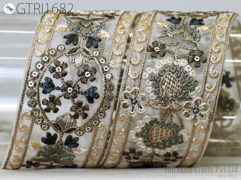 9 Yard Indian 6cm Embroidered Trim Embellishment Sari Border Embroidery Saree Ribbon Cushions Home Décor Sewing Clothing Costumes Trimmings