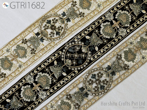 9 Yard Indian 6cm Embroidered Trim Embellishment Sari Border Embroidery Saree Ribbon Cushions Home Décor Sewing Clothing Costumes Trimmings