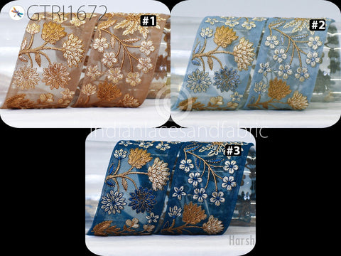 9 Yard Indian Embroidered 7CM Trim Embellishment Sari Border Embroidery Saree Ribbon Cushions Home Décor Sewing Clothing Costumes Trimmings