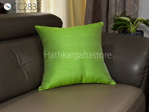 Iridescent Green Dupioni Pure Silk Pillowcase Cushion Cover Handmade Throw Pillow Decorative Home Decor House Warming Bridal Wedding Gift