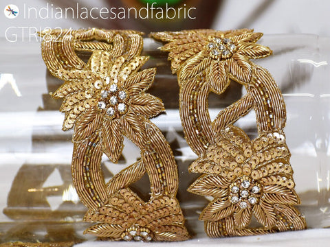 3 Yards Trim Zardozi | Indian Handcrafted Gold Sari Border | DIY Craft Ribbons Silver Saree Embroidered Zari Lace Handmade Trimming Costume