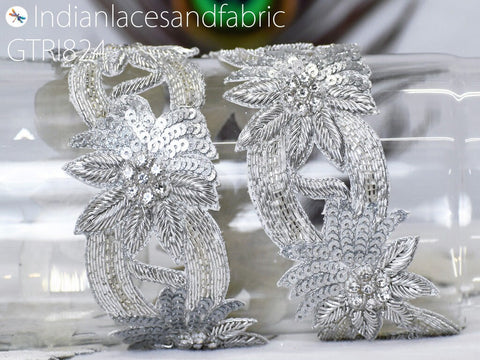 3 Yards Trim Zardozi | Indian Handcrafted Gold Sari Border | DIY Craft Ribbons Silver Saree Embroidered Zari Lace Handmade Trimming Costume