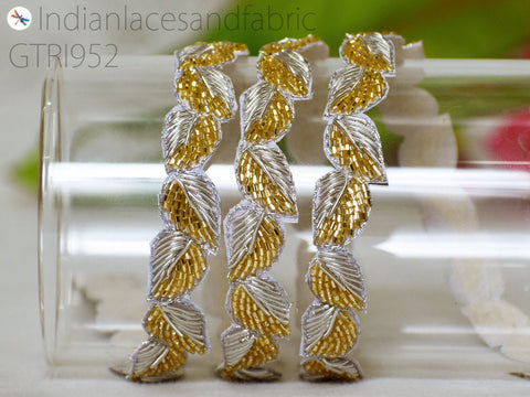 Gold Zardozi Beaded Trim, Dresses beaded ribbon, exclusive trimming, beaded exclusive trim, decorative sari ribbon, decorated costume ribbon, wedding sari lace