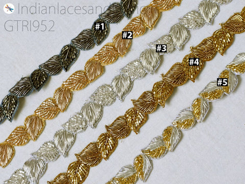 Gold Zardozi Beaded Trim By 3 Yard Indian Handcrafted Sari Border, Gold Zardozi Beaded Trim, Dresses beaded ribbon, exclusive trimming, beaded exclusive trim