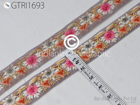 9 Yard Indian 48mm Embroidered Fabric Trim Embroidery Cushions DIY Crafting Sari Border Wedding Saree Sewing Dress Embellishment Ribbon Trim