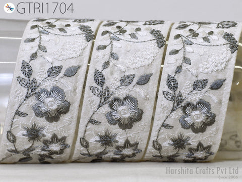 9 Yard Indian Embellishment Embroidered Fabric 48mm Trim Saree Ribbon Crafting Sewing Embroidery Border Wedding Dress Trimming Cushion Cover