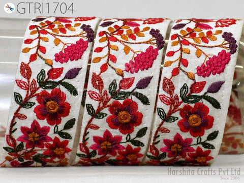 9 Yard Indian Embellishment Embroidered Fabric 48mm Trim Saree Ribbon Crafting Sewing Embroidery Border Wedding Dress Trimming Cushion Cover