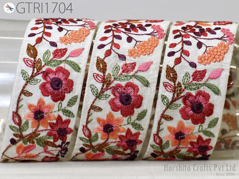 9 Yard Indian Embellishment Embroidered Fabric 48mm Trim Saree Ribbon Crafting Sewing Embroidery Border Wedding Dress Trimming Cushion Cover
