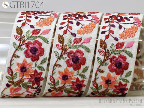 9 Yard Indian Embellishment Embroidered Fabric 48mm Trim Saree Ribbon Crafting Sewing Embroidery Border Wedding Dress Trimming Cushion Cover