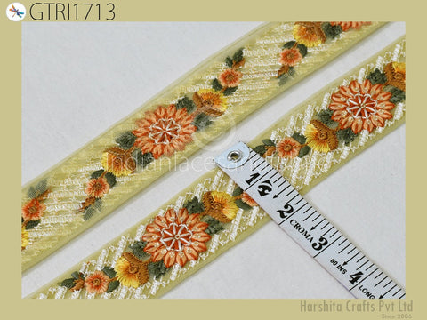 9 Yard Indian Embroidered Fabric 48mm Trim Sari Border Cushions DIY Crafting Wedding Saree Sewing Embroidery Embellishment Costume Ribbon