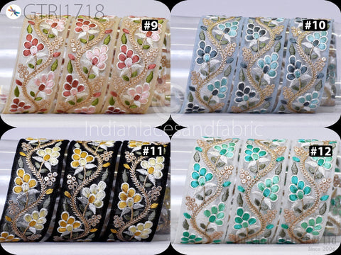 9 Yard Indian Fabric Trim 4cm Sari Border Crafting Ribbon Sewing Embroidered Decorative Cushions Curtain Home Decor Trimming Embellishments