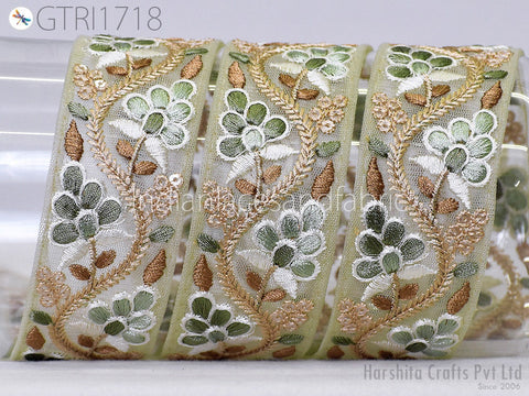 9 Yard Indian Fabric Trim 4cm Sari Border Crafting Ribbon Sewing Embroidered Decorative Cushions Curtain Home Decor Trimming Embellishments